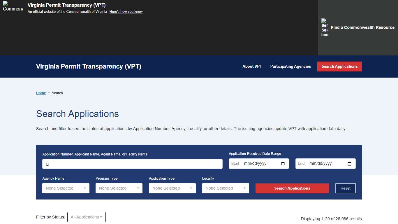 Search Virginia Permit Transparency